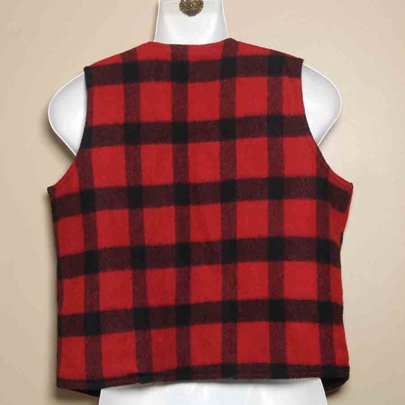 Vintage Robert Stock Buffalo Check Winter Wool Blend Vest Women's Size Large - Picture 2 of 3